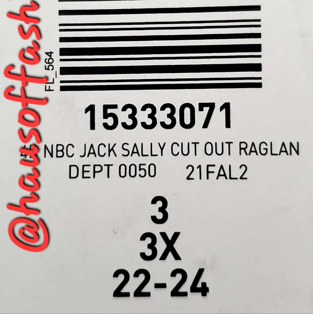 TORRID NMBC Jack Skellington & Sally Patches Choker Neck Raglan Top! NWT! - Picture 7 of 7